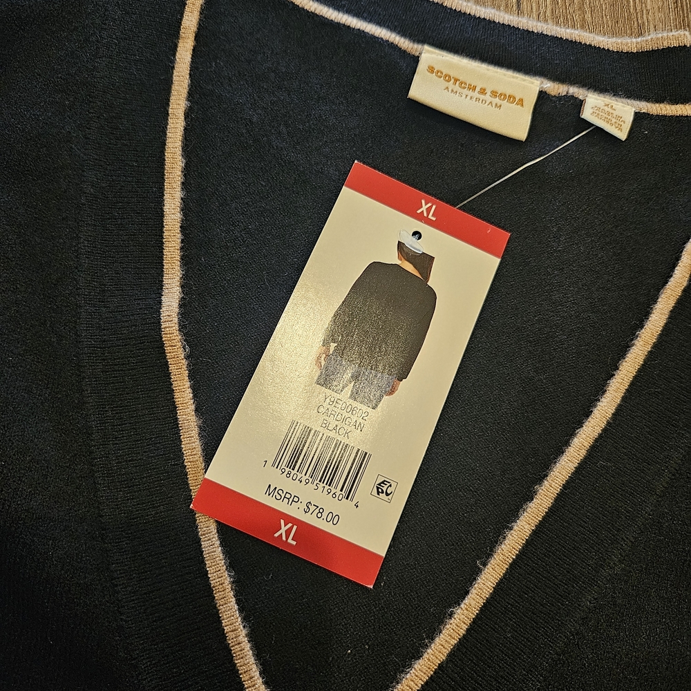 Scotch & Soda Black Cardigan with Cream Trim - Picture 3 of 5